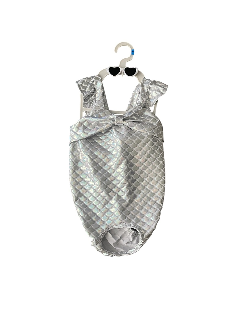 Shady Beach silver mermaid dog swimsuit and sunnies - medium